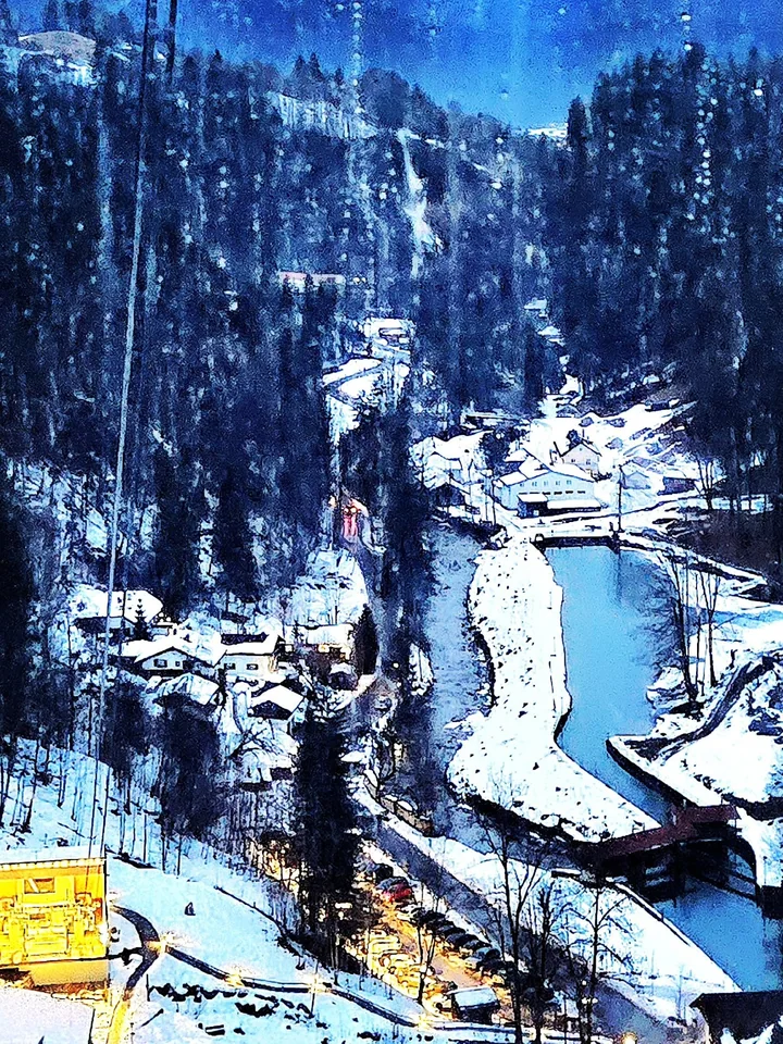 無邊際戶外溫水泳池遠眺雪山